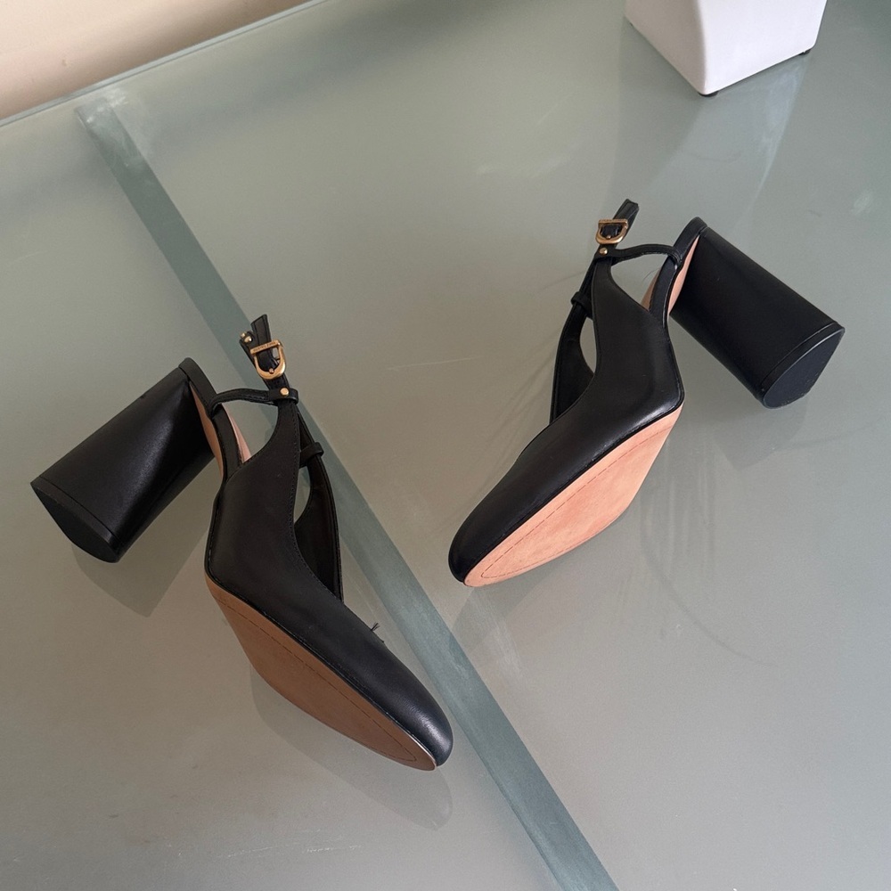 NEW Vince Camuto Shoes Vince Camuto Black Leather Slingback Heels Size 8.5 NWOT - Picture 3 of 15
